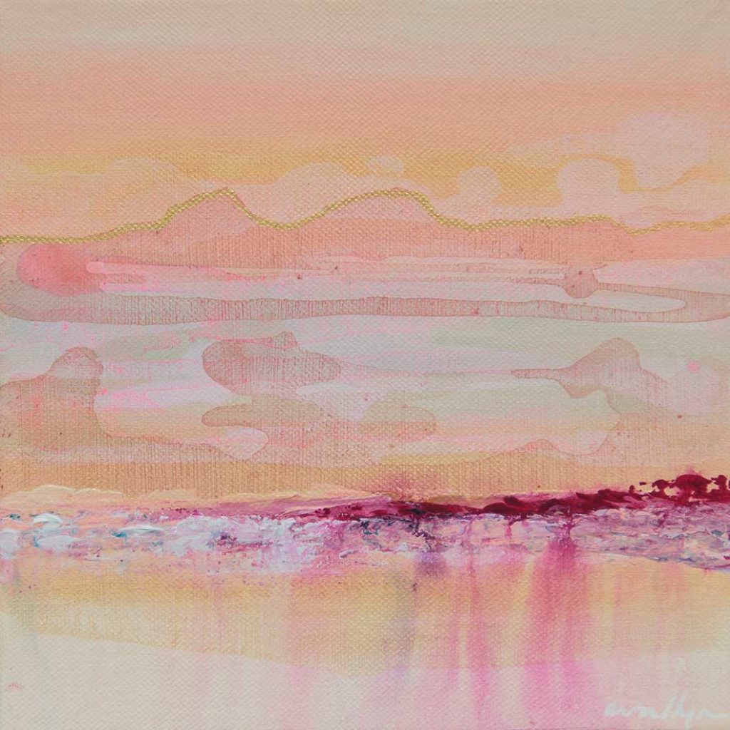 evalhyn, coucher de soleil, paysage minimaliste abstrait, peinture acrylique