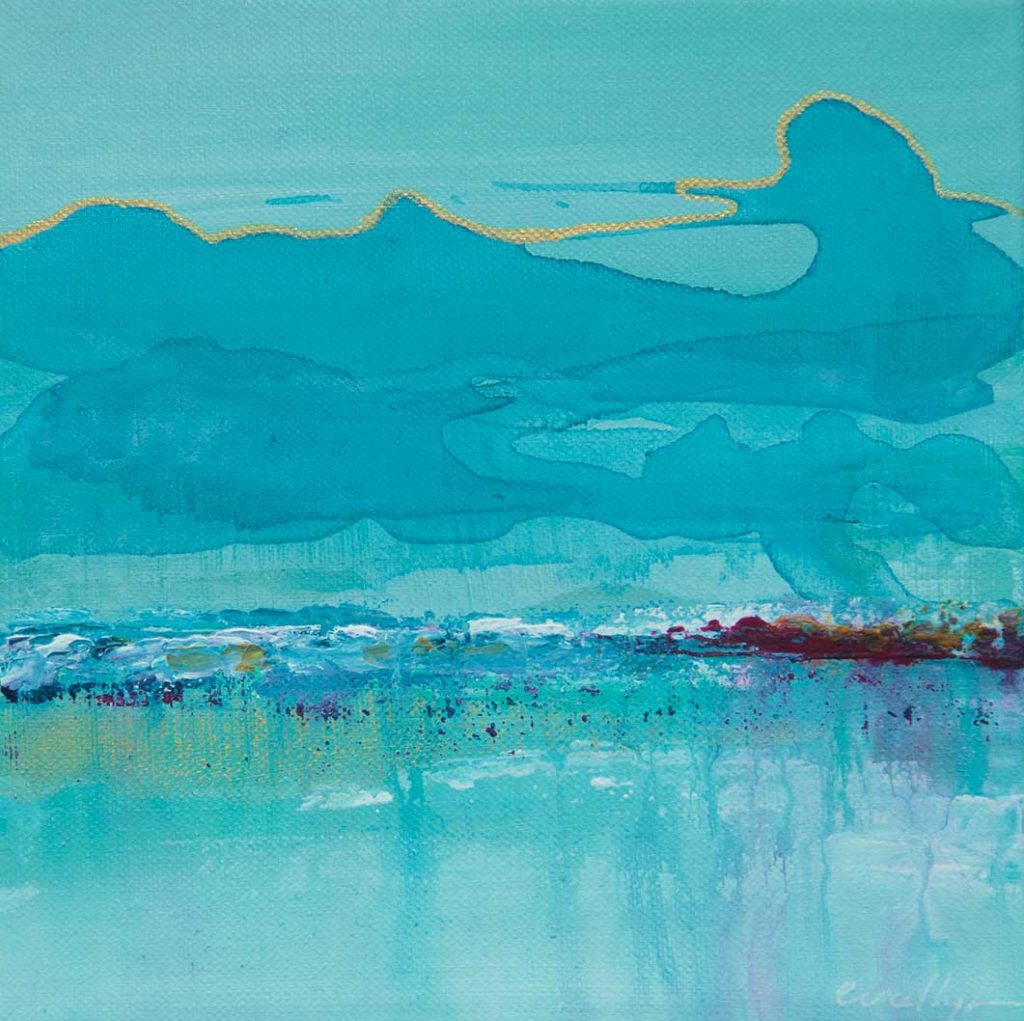 Marine, paysage minimaliste abstrait, peinture acrylique